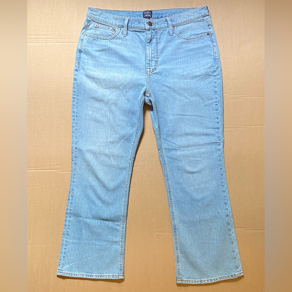 J. Crew Mid-Rise Flare Crop Jeans in Light Blue